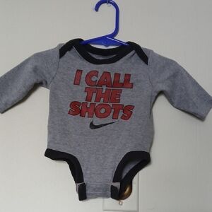 Nike Gray Onesie with Red and Black Accents 3 Months